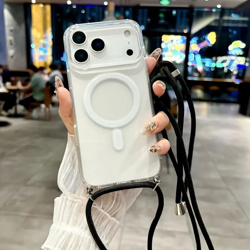 Crossbody Necklace Cord Rope Magnetic Clear Phone Case