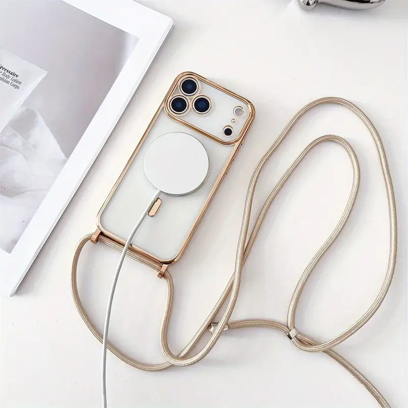 Crossbody Necklace Cord Rope Magnetic Clear Phone Case